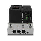 Front view of the McIntosh MHA200 Tube Headphone Amp showing control knobs and headphone outputs on a white background