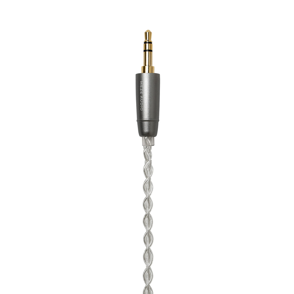 Meze 2-Pin Silver Plated Upgrade Cable for Alba with gold-plated 3.5mm connector and braided silver-plated copper wire