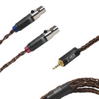 Meze Empyrean/Elite Copper Upgrade Cable with braided copper wire and black connectors on white background