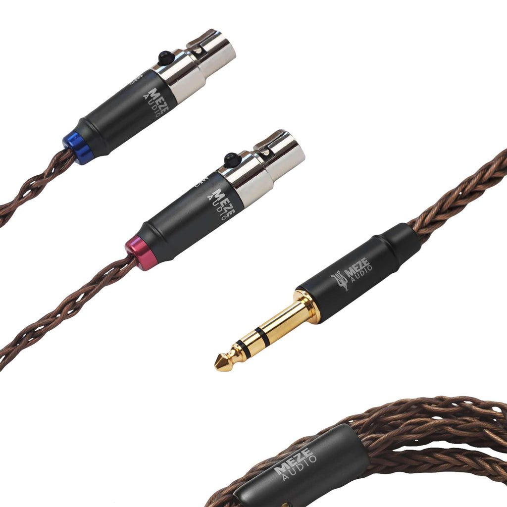 Meze Empyrean/Elite Copper Upgrade Cable with braided copper wire and black connectors on a white background