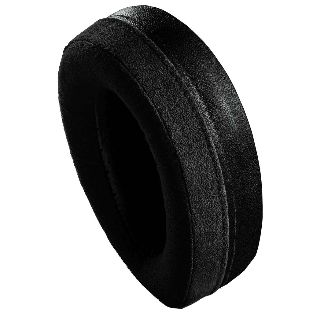 Close-up of the black ear pad replacement for Meze Empyrean II Planar Headphones on a white background