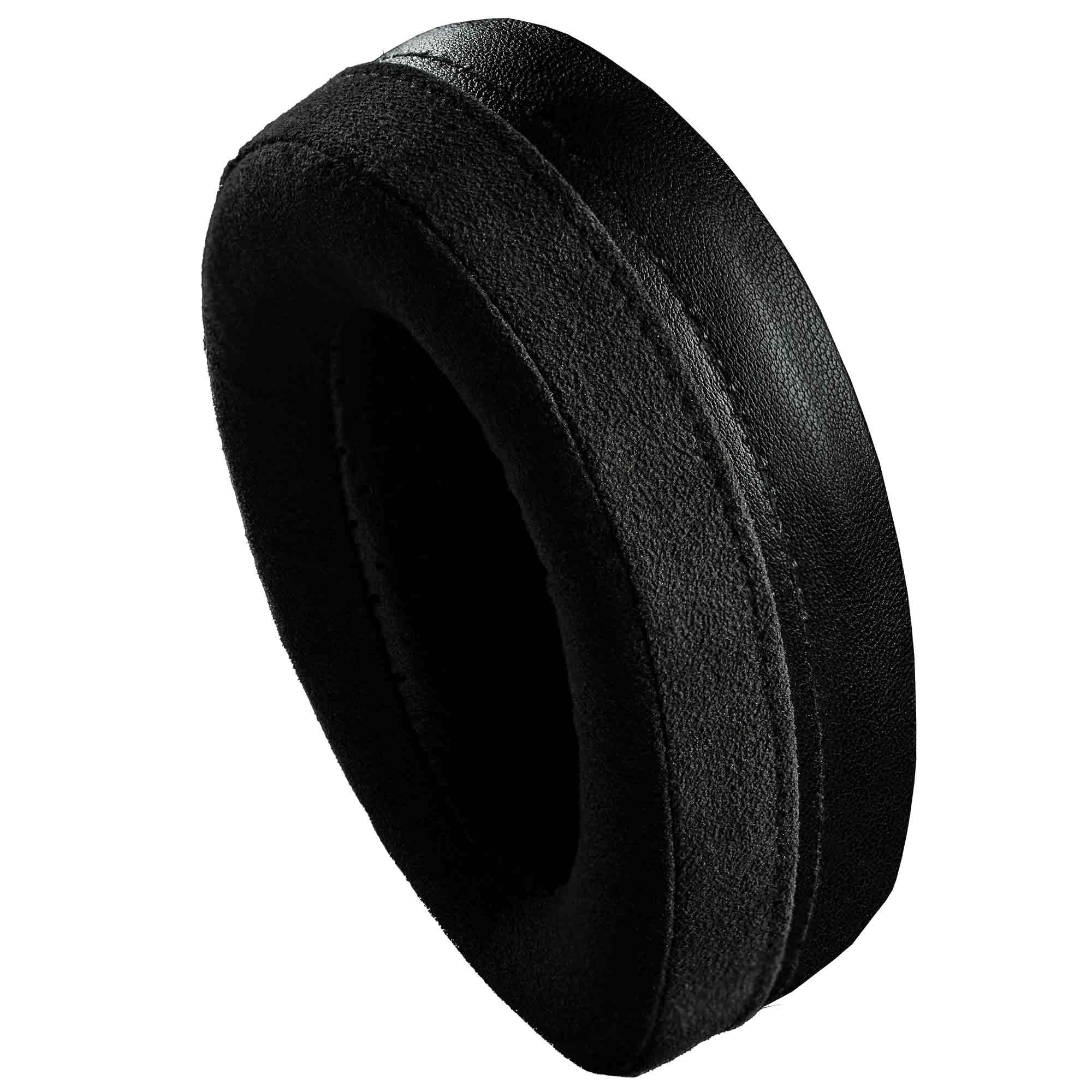 Close-up of the black ear pad replacement for Meze Empyrean II Planar Headphones on a white background