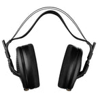 Meze Empyrean II Planar Headphones with black open-back ear cups and adjustable metal suspension headband on white background