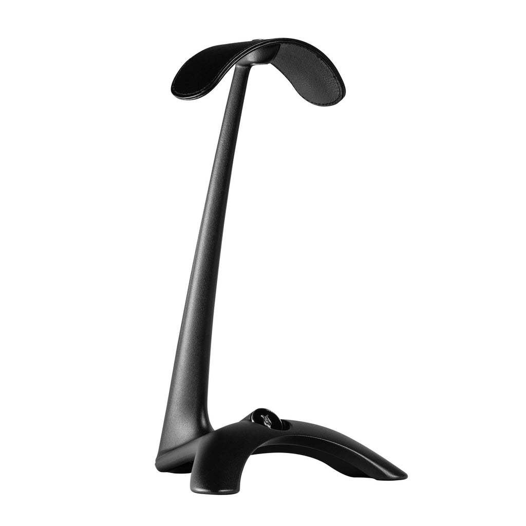 Meze Manta Headphone Stand with sleek zinc frame and vegan leather top, designed for premium headphone display and storage