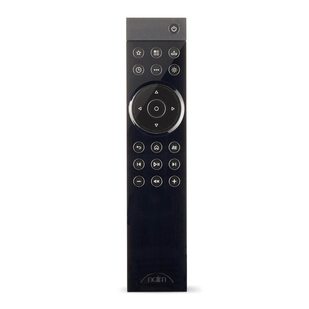 NAIM Uniti Nova Power Edition All-in-one Wireless Music Player black remote control with multiple buttons on white background