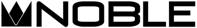 Black and white graphic logo with the word NOBLE in bold, modern, uppercase letters. The N is stylized with a crown-like design on the left side.
