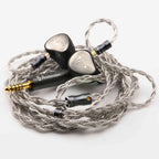 Noble Audio Viking Ragnar Universal-Fit IEM with braided cable and gold-plated Pentaconn connector on white background