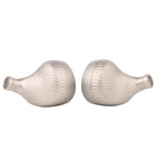 Noble Audio Kronos Flagship IEM metallic silver earpieces with textured surface on white background
