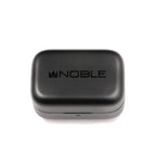 Closed black charging case with Noble logo for Noble Audio FoKus Rex5 TWS wireless earbuds on white background