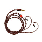 Replacement cable for Noble Audio Shogun IEM with braided red and black design and gold-plated 3.5mm connector