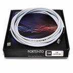 Portento Audio USB Copper One Upgrade Digital Cable coiled on branded black packaging with 3-meter length label