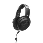Sennheiser HD490 PRO Plus | Pre-Owned black dynamic open back headphones with coiled audio cable on white background