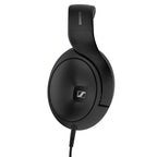 Close-up view of Sennheiser HD620S Closed-Back Dynamic Headphones in black with attached cable on white background