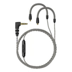 Detachable braided gray cable with 3.5mm jack and inline remote for Sennheiser IE200 Audiophile In-Ear Monitors