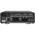 Rear view of SPL Audio Phonitor x Headphone Amp with DAC768s showing power input, speaker outputs, and digital sources ports