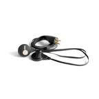 STAX SR-003 mk2 Electrostatic In-Ear Headphones with black cable and 5-pin gold connector on white background