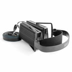 STAX SR-L300 Open-Back Electrostatic Headphones angled view showing grille design and attached coiled cable on white background