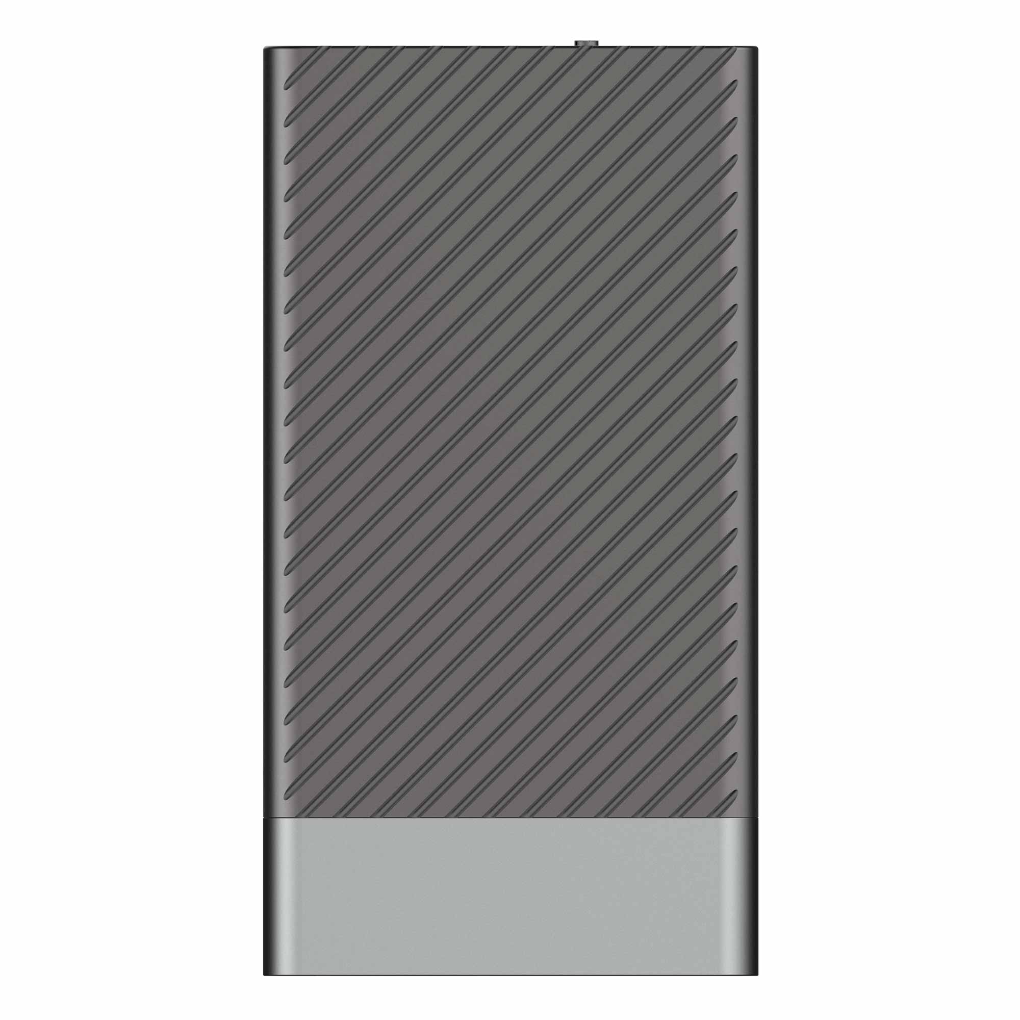 Top view of the STAX SRM-D10 mk2 Portable Electrostatic Headphone Amplifier DAC with textured dark grey surface and silver base