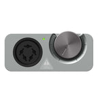 Top view of STAX SRM-D10 mk2 Portable Electrostatic Headphone Amplifier / DAC with volume knob and headphone connector