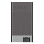 Top view of the STAX SRM-D10 mk2 Portable Electrostatic Headphone Amplifier / DAC in matte black finish with volume control knob