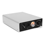STAX SRM-D50 Electrostatic Headphone Amplifier / DAC with input selector, analog meter, and volume control knob on white background