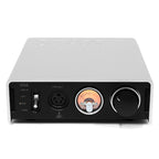 STAX SRM-D50 Electrostatic Headphone Amplifier / DAC front panel with input selector, knob, and VU meter on white background
