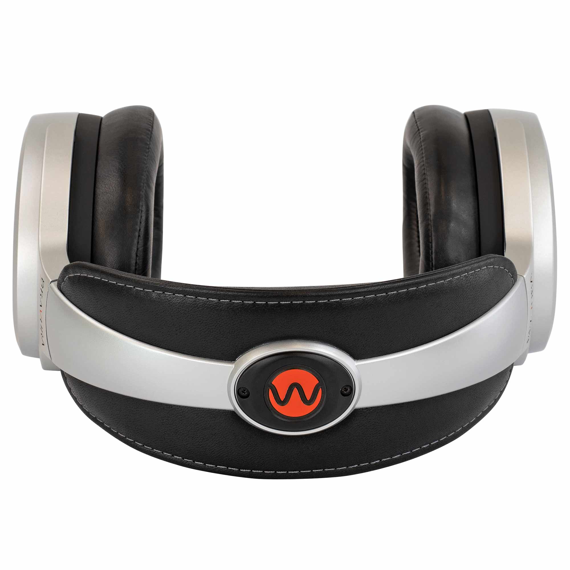 Top view of Warwick Acoustics BRAVURA Electrostatic Earspeaker System showing padded headband and silver ear cups on white background