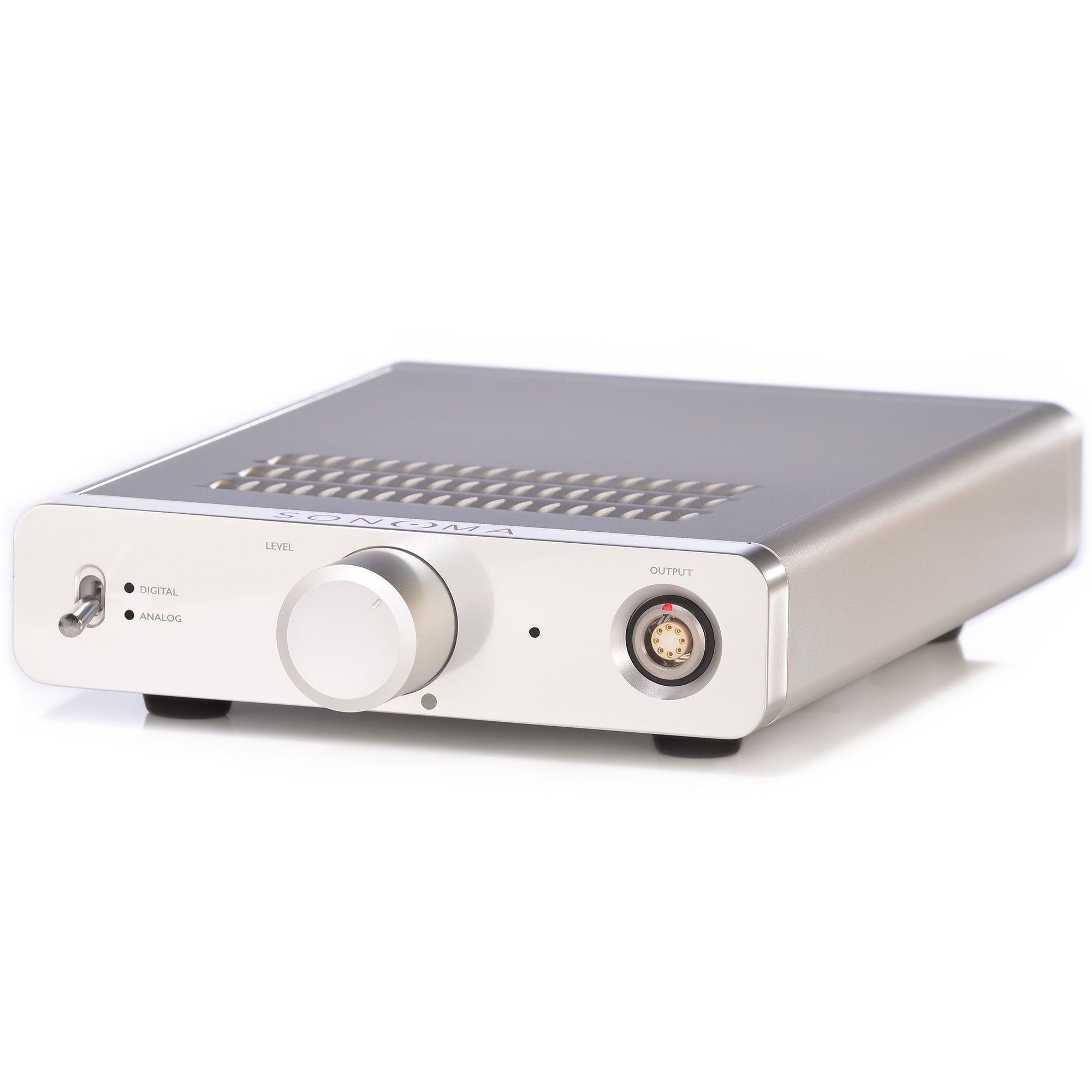 Warwick Acoustics BRAVURA Electrostatic Earspeaker System amplifier with volume knob and output connector on white background