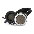 STAX SR-009S Open-Back Electrostatic Headphones with silver ear cups and black headband on white background