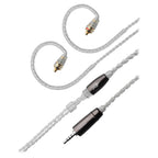 Meze MMCX Silver Plated Upgrade Cable for Rai Penta / Advar with braided silver-plated wire and metal connectors on white background