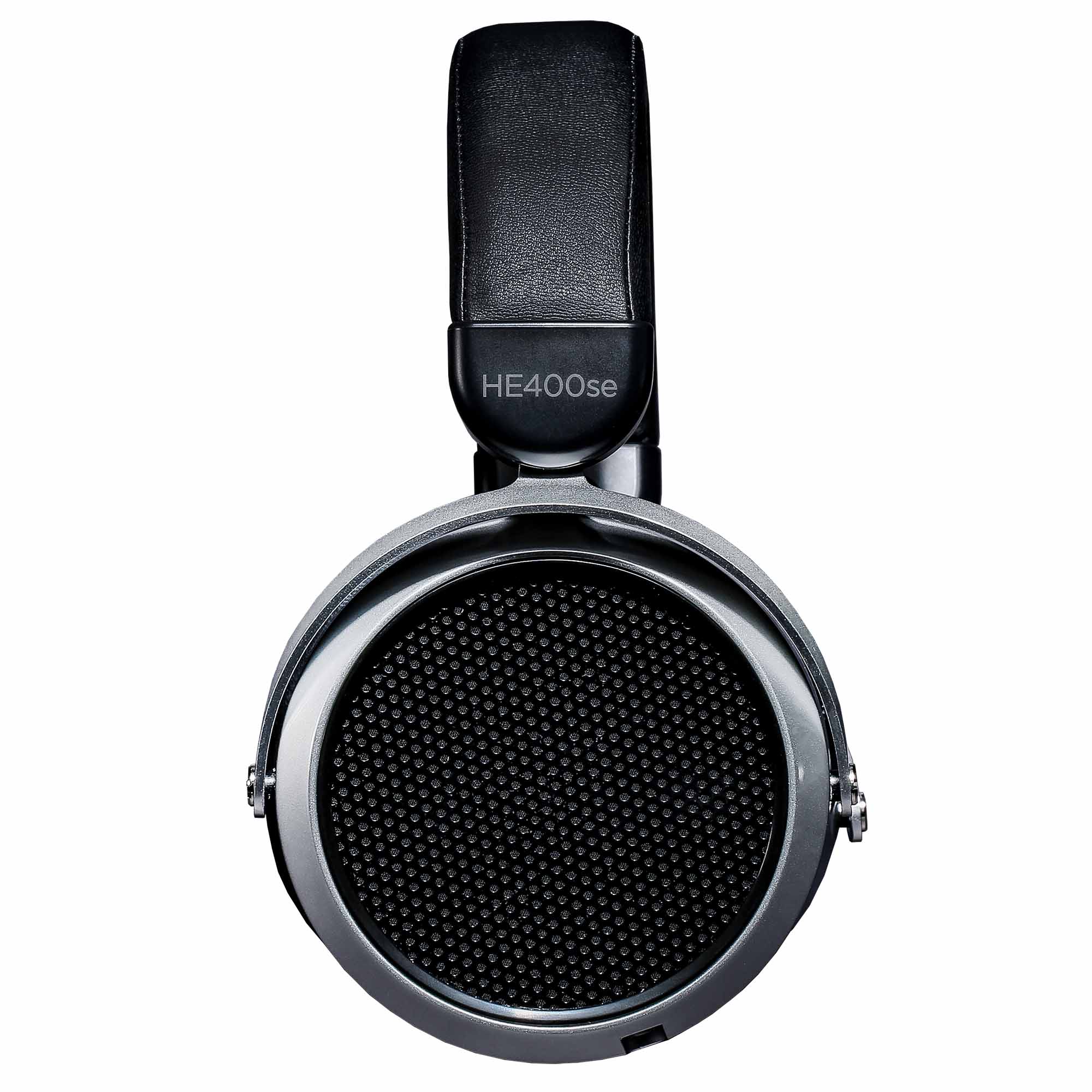 Top view of HIFIMAN HE400se Open-Back Planar Headphone showing black ear cup and padded headband detail