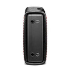 Close-up of the side view of Chord Mojo / Poly Premium Leather Case showing headphone jack openings and textured leather edges