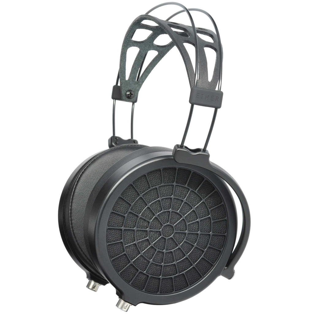 Dan Clark Audio ETHER 2 System Planar Headphones with open back design and lightweight suspension headband on white background
