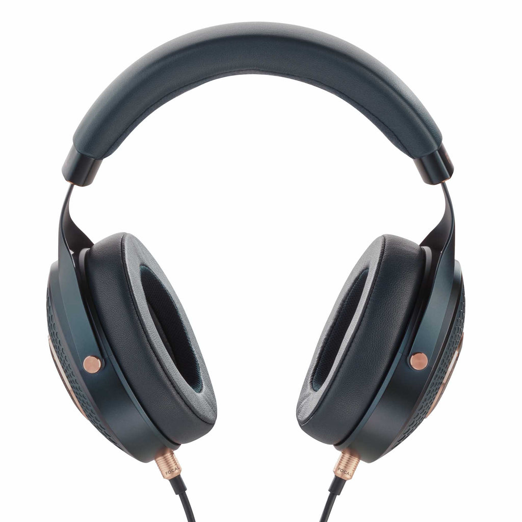 Focal Celestee Closed-Back Headphone in black with copper accents and padded ear cups on white background