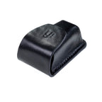 Black leather carrying case for the iFi Audio GO bar Ultraportable USB DAC/Amp with embossed logo on white background