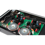Internal view of the HeadAmp GS-X mk2 Balanced Headphone Amplifier / Pre-Amplifier showing circuit board and components inside the case