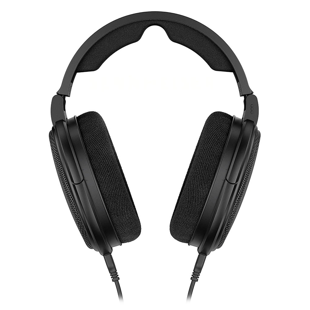 Front view of black Sennheiser HD660S2 Open-Back Dynamic Headphones with cushioned ear pads and headband
