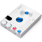 Chord Hugo 2 DAC / Portable Headphone Amplifier with silver body and illuminated control buttons on a white background