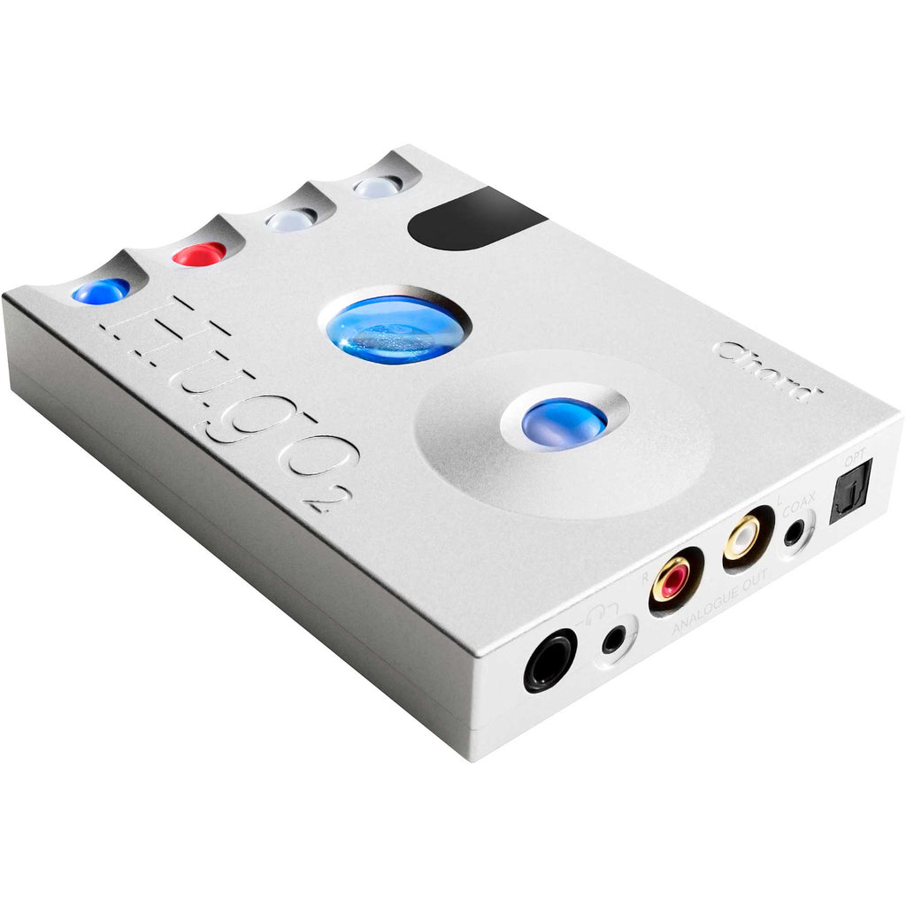 Chord Hugo 2 DAC / Portable Headphone Amplifier with illuminated control buttons and multiple audio input and output ports