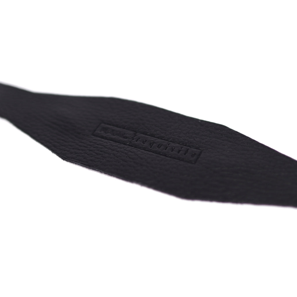 Close-up of RAAL-requisite Leather Headstrap Replacement for CA-1a showing textured black leather material on white background