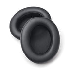 Pair of black Meze 99 Series Replacement Earpads made of soft PU leather with memory foam cushioning on white background
