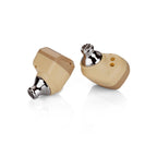 Campfire Orbit | True Wireless Earphones beige earbuds with metal nozzles isolated on white background