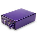 HeadAmp Pico Portable Headphone Amplifier in metallic purple with gain switch and headphone jacks on white background