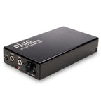 HeadAmp Pico Power Portable Headphone Amplifier in black with volume knob, input jack, and gain switch on white background
