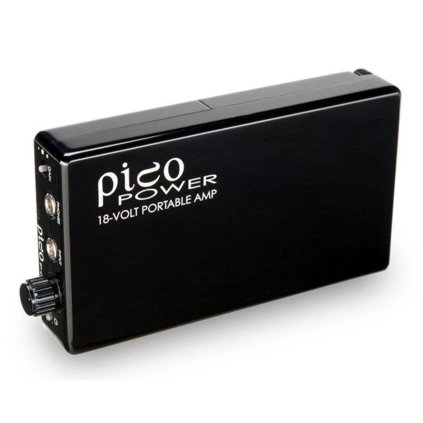 HeadAmp Pico Power Portable Headphone Amplifier black compact design with control knob and input ports on side