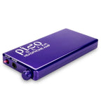 Purple HeadAmp Pico Slim Portable Headphone Amplifier with volume knob and headphone jack on white background