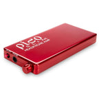 Red HeadAmp Pico Slim Portable Headphone Amplifier with volume knob and headphone jack on white background