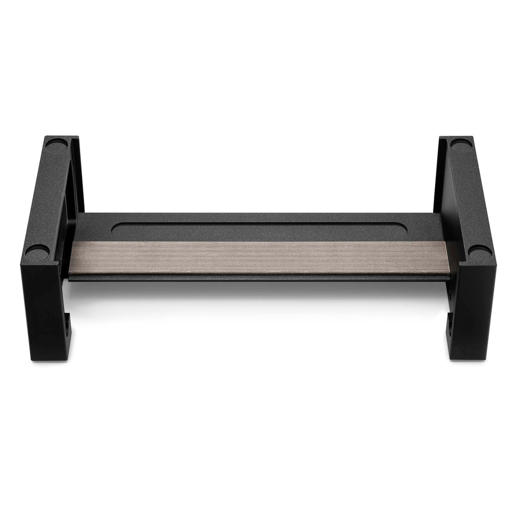 Black and silver Chord Qutest Stand System tier designed to securely stack Chord devices on a white background