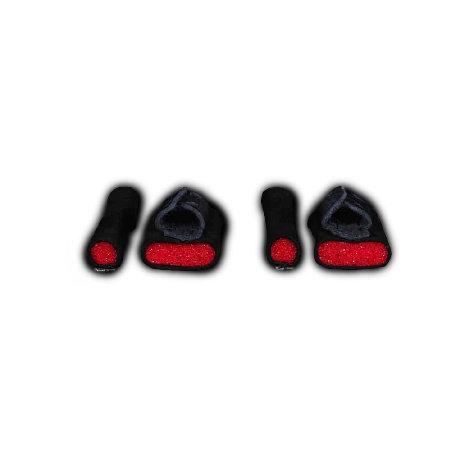 RAAL-requisite SR1 OEM Earpad Replacements showing four black foam pads with red interior material on white background