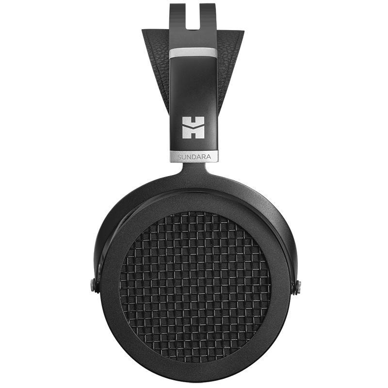 Front view of HIFIMAN Sundara Planar Headphones showing black open-back ear cup and headband design